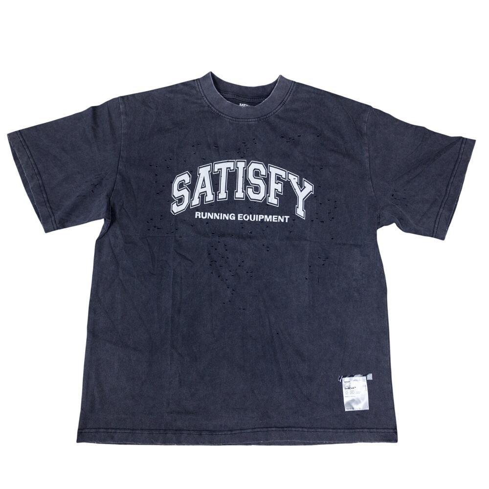 Satisfy Running Oversized Text Logo Mothtech Tee - Size X-Large - Black